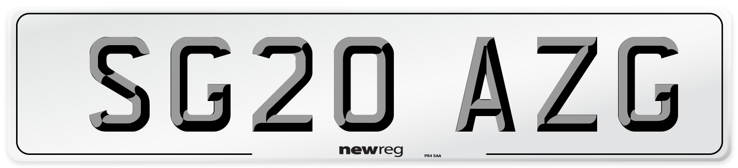 SG20 AZG Number Plate from New Reg